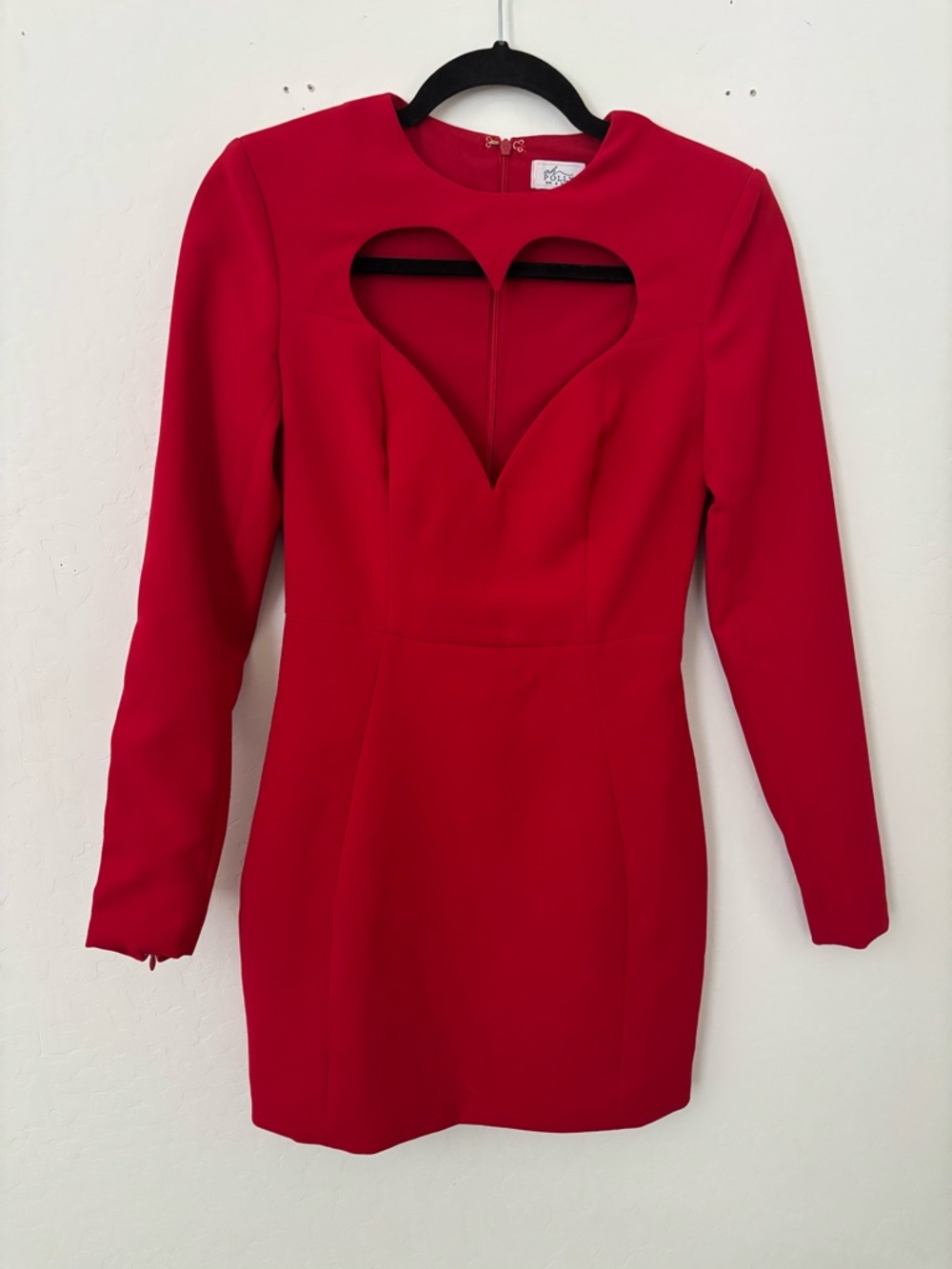 Oh Polly Red Heart Cutout Long Sleeve Mini Dress Size 2